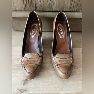 Tod's Tan Leather Wedges S 38.5